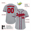 Custom Grey Classic Style Red Authentic Baseball Jersey