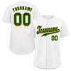 Custom White Classic Style Green Authentic Baseball Jersey