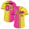 Custom Pink Yellow Gradient Fashion Yellow Authentic Baseball Jersey