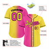 Custom Pink Yellow Gradient Fashion Yellow Authentic Baseball Jersey