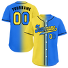 Custom Yellow Blue Gradient Fashion Blue Authentic Baseball Jersey