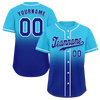 Custom Aqua Blue Fade Fashion Blue Authentic Baseball Jersey