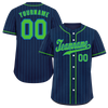 Custom Blue Stripe Fashion Green Authentic Baseball Jersey