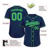 Custom Blue Stripe Fashion Green Authentic Baseball Jersey