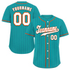 Custom Aqua Stripe Fashion White Authentic Baseball Jersey