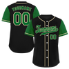 Custom Black Green Raglan Sleeves Green Authentic Baseball Jersey