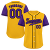 Custom Yellow Purple Raglan Sleeves Purple Authentic Baseball Jersey