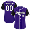 Custom Purple Black Raglan Sleeves White Authentic Baseball Jersey