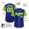 Custom Blue Green Raglan Sleeves Green Authentic Baseball Jersey