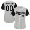 Custom Grey Black Raglan Sleeves Black Authentic Baseball Jersey