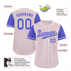 Custom Grey Blue Raglan Sleeves Blue Authentic Baseball Jersey