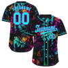 Custom Colorful Graffiti Pattern Aqua Authentic Baseball Jersey