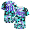 Custom Aqua Graffiti Pattern Blue Authentic Baseball Jersey