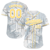 Custom Grey Graffiti Pattern Yellow Authentic Baseball Jersey