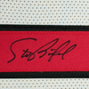 Framed Autographed/Signed Steve Bartkowski 35x39 Atlanta White Football Jersey JSA COA