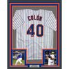Framed Autographed/Signed Bartolo Colon 35x39 Inscribed Big Sexy New York Pinstripe Baseball Jersey Beckett BAS COA
