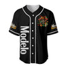 Día de los Muertos All-Black Skull Baseball Jersey – Modelo Negra Unisex Shirt