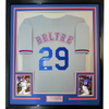 Framed Autographed/Signed Adrian Beltre 35x39 Texas Grey Baseball Jersey JSA COA