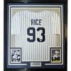 Framed Autographed/Signed Ben Rice 35x39 New York Pinstripe Baseball Jersey JSA COA