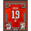 Framed Autographed/Signed Bernie Kosar 35x39 Cleveland Orange Football Jersey JSA COA
