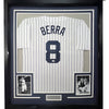 Framed Autographed/Signed Yogi Berra 35x39 New York Pinstripe Baseball Jersey JSA COA