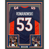 Framed Autographed/Signed Bill Romanowski 35x39 Denver Blue Football Jersey Beckett BAS COA