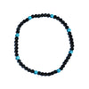 Black Skyline Iced Out Baseball Bead Necklace | Black & Baby Blue