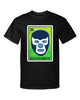 El Luchador Blue Demon Wrestler Loteria Mexican Bingo Style Graphic Tee Shirt by MyWackyTees