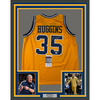 Framed Autographed/Signed Bob Huggins 35x39 West Virginia Yellow College Basketball Jersey JSA COA