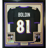 Framed Autographed/Signed Anquan Boldin 35x39 Baltimore Black Football Jersey Beckett BAS COA by Hall of Fame Sports Memorabilia