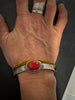 Rosarita Cuff Bracelet | Sterling Silver Red Stone Talisman | Unisex Oxidized Cuff by mend metalworks