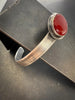 Rosarita Cuff Bracelet | Sterling Silver Red Stone Talisman | Unisex Oxidized Cuff by mend metalworks