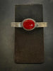 Rosarita Cuff Bracelet | Sterling Silver Red Stone Talisman | Unisex Oxidized Cuff by mend metalworks