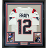 Framed Autographed/Signed Tom Brady 35x39 New England Patriots White Authentic Nike Limited Football Jersey Fanatics COA/LOA
