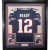 Framed Autographed/Signed Tom Brady 35x39 New England Patriots Blue Authentic Nike Limited Football Jersey Fanatics COA/LOA