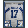 Framed Autographed/Signed Brandon Aubrey 35x39 Dallas White Football Jersey Beckett BAS COA by Hall of Fame Sports Memorabilia