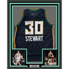 Framed Autographed/Signed Breanna Stewart 35x39 New York Black Basketball Jersey JSA COA