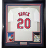 Framed Autographed/Signed Lou Brock 35x39 St. Louis White Baseball Jersey JSA COA