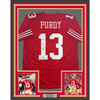 Framed Autographed/Signed Brock Purdy 35x39 San Francisco Red Football Jersey Beckett BAS COA