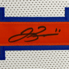 Framed Autographed/Signed Jalen Brunson 35x39 New York White Basketball Jersey PSA/DNA COA