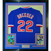 Framed Autographed/Signed Bill Buckner 35x39 Chicago Blue Baseball Jersey JSA COA