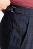 Pleated Wool Trouser Pants - Navy Plaid by Buki