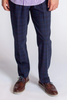 Pleated Wool Trouser Pants - Navy Plaid by Buki