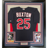 Framed Autographed/Signed Byron Buxton 35x39 Minnesota Twins Dark Blue Majestic Baseball Jersey JSA COA