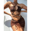 Women's Solid Color Three-Piece Bikini Set by FitiqueFit