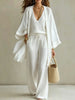 Women's 3-Piece Cardigan, Sleeveless Vest & Wide Leg Pants Set by FitiqueFit