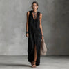 Women's Sleeveless Deep V-Neck Hooded Loose Maxi Dress – 6 Colors XS–3XL by FitiqueFit