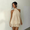 Women's Backless Halter Neck High-Waist Mini Dress with Puffy Skirt by FitiqueFit
