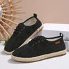 Tweed Lace-Up Round Toe Flat Sneakers – Canvas PU Casual by FitiqueFit