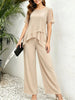 Women's Irregular Hem Top & Wide Leg Pants Two-Piece Set by FitiqueFit